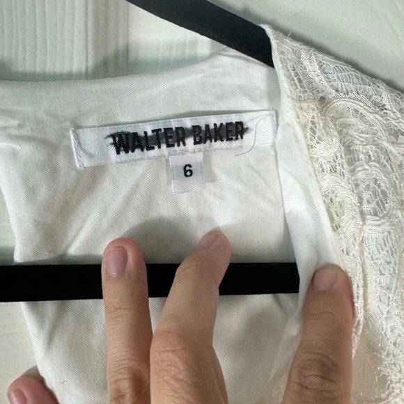 Walter Baker Cute Out Lace Mini Dress Puff Sleeve Summer Party Bridal Size 6 - Picture 6 of 13